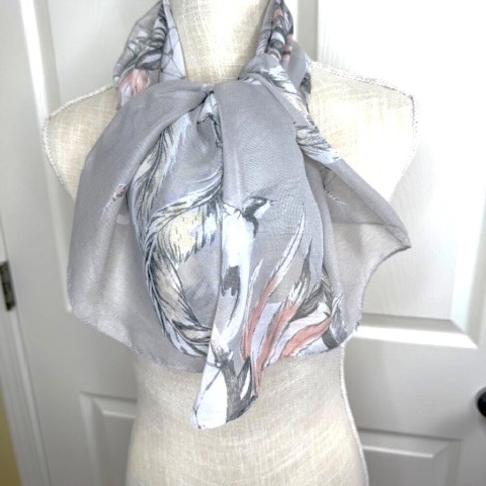 Large Translucent Gray Scarf with Dream Catcher Pattern